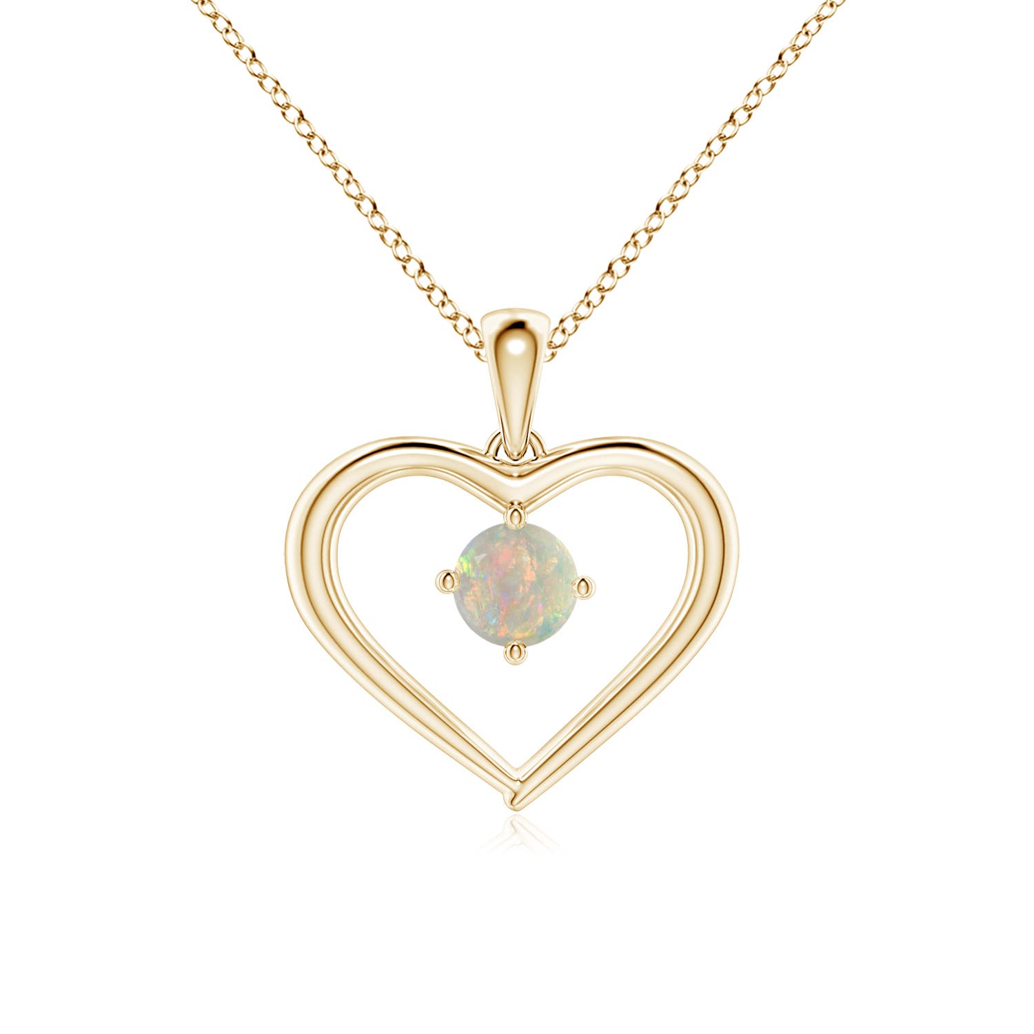 Solitaire Round Opal Open Heart Pendant | Angara