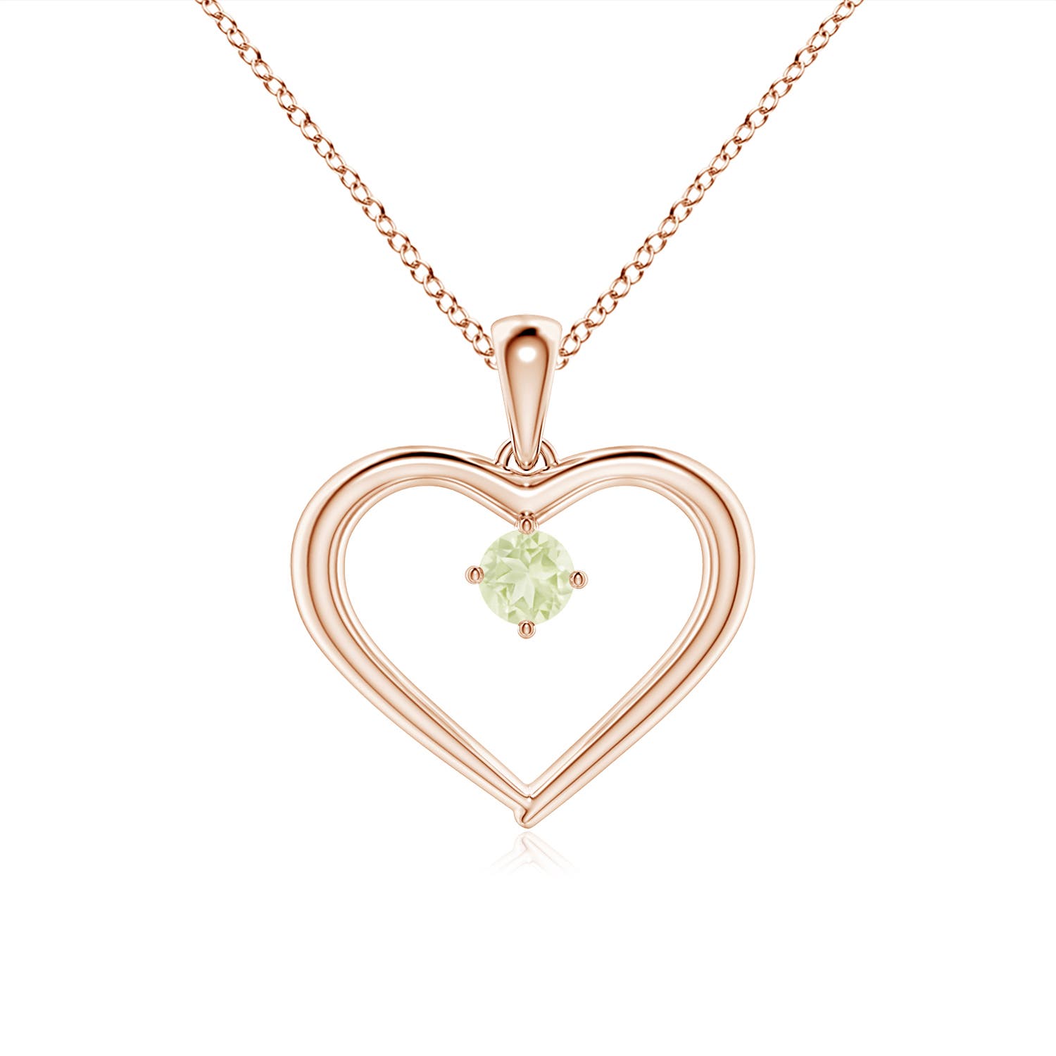 A - Peridot / 0.12 CT / 14 KT Rose Gold