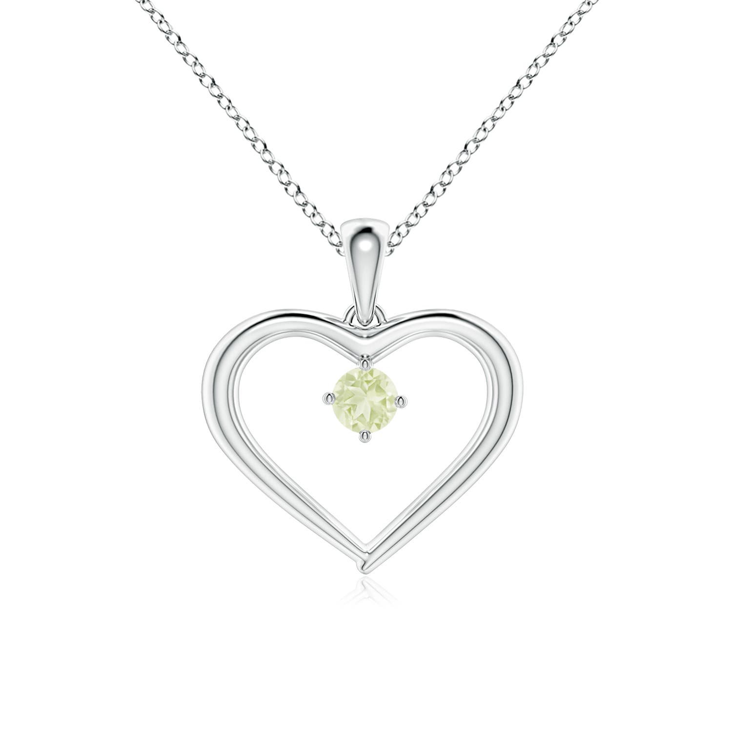 A - Peridot / 0.12 CT / 14 KT White Gold