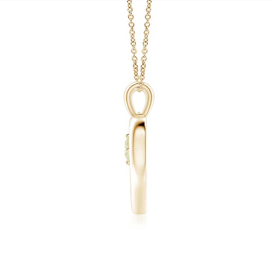 3mm A Solitaire Round Peridot Open Heart Pendant in Yellow Gold side-1