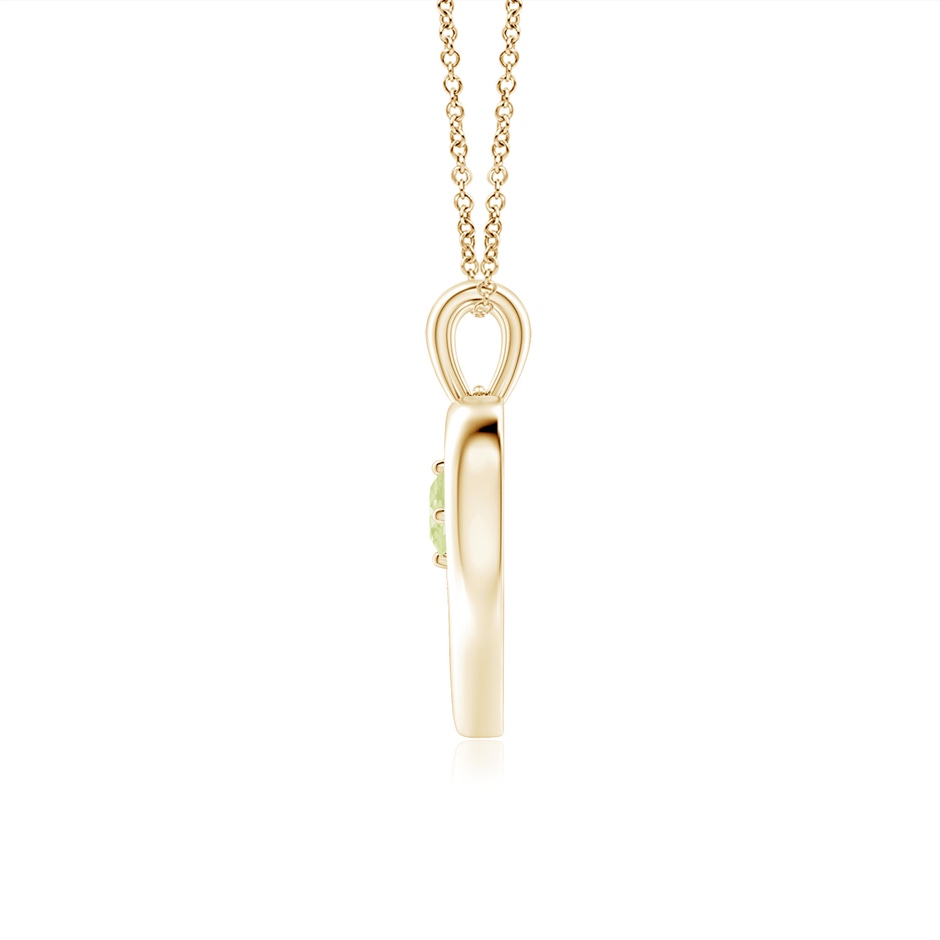 3mm AA Solitaire Round Peridot Open Heart Pendant in Yellow Gold side-1