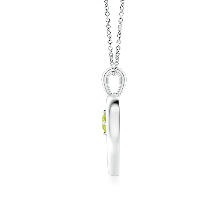 3mm AAA Solitaire Round Peridot Open Heart Pendant in White Gold side-1