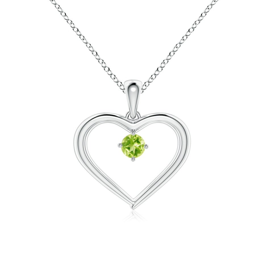 3mm AAAA Solitaire Round Peridot Open Heart Pendant in P950 Platinum 