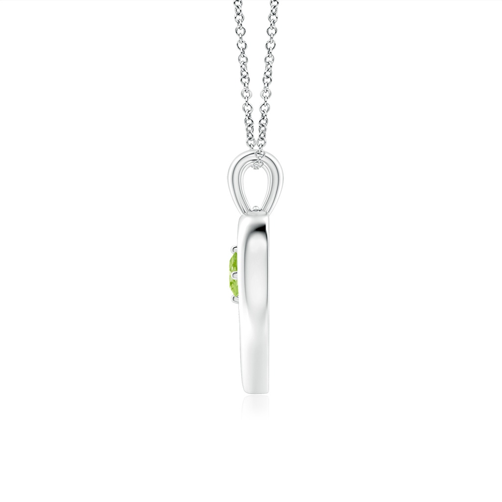 3mm AAAA Solitaire Round Peridot Open Heart Pendant in P950 Platinum - side_1