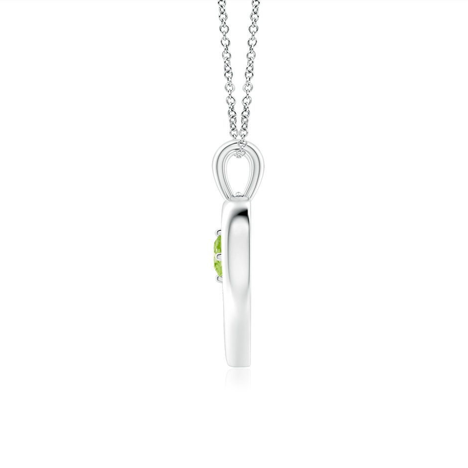 3mm AAAA Solitaire Round Peridot Open Heart Pendant in P950 Platinum side-1