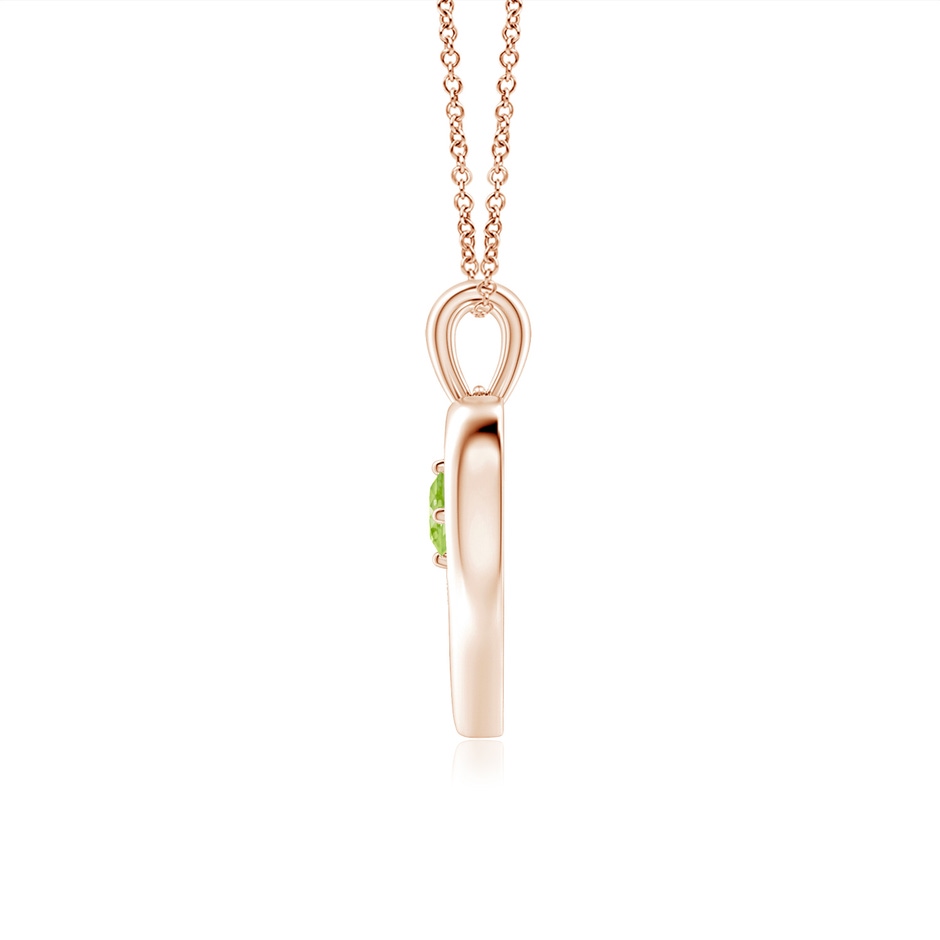 3mm AAAA Solitaire Round Peridot Open Heart Pendant in Rose Gold side-1