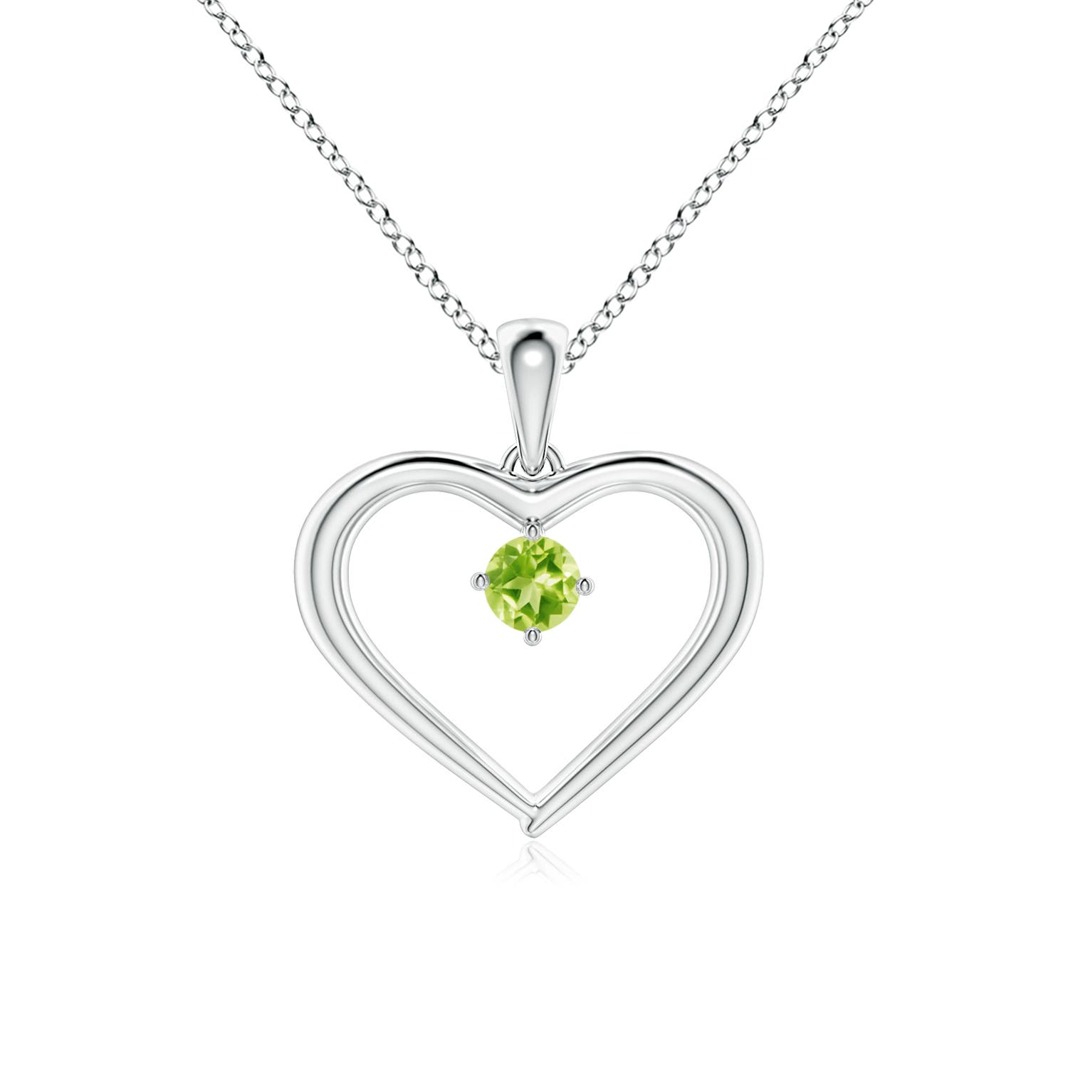 AAAA - Peridot / 0.12 CT / 14 KT White Gold