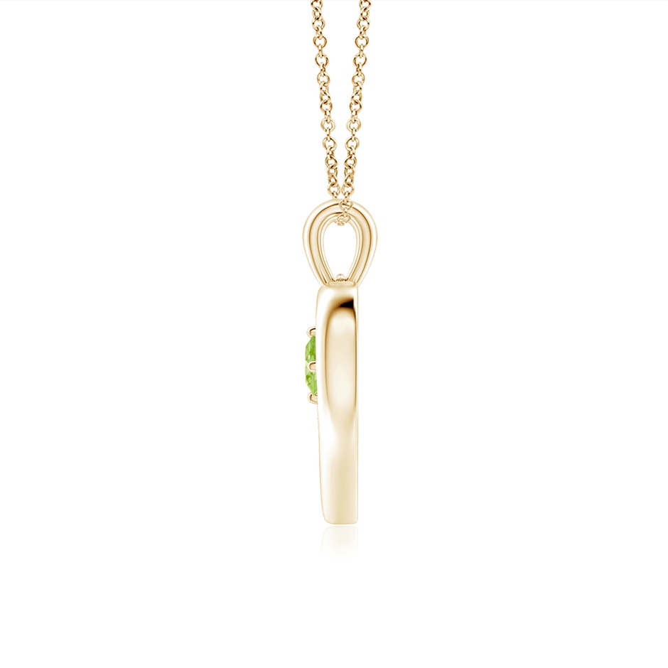 3mm AAAA Solitaire Round Peridot Open Heart Pendant in Yellow Gold side-1