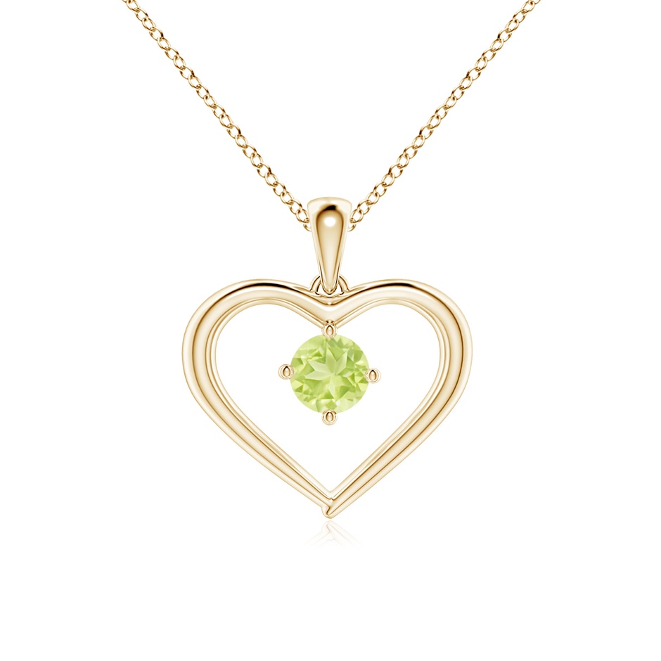 4mm A Solitaire Round Peridot Open Heart Pendant in Yellow Gold 