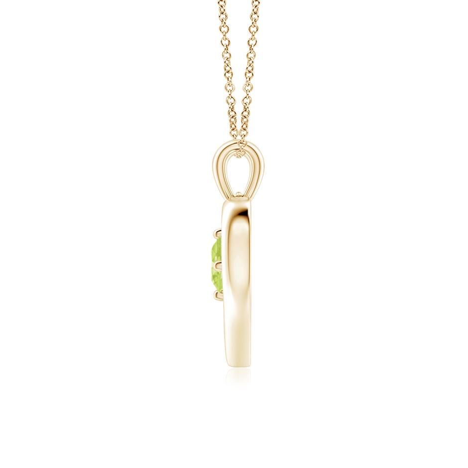 4mm A Solitaire Round Peridot Open Heart Pendant in Yellow Gold side-1