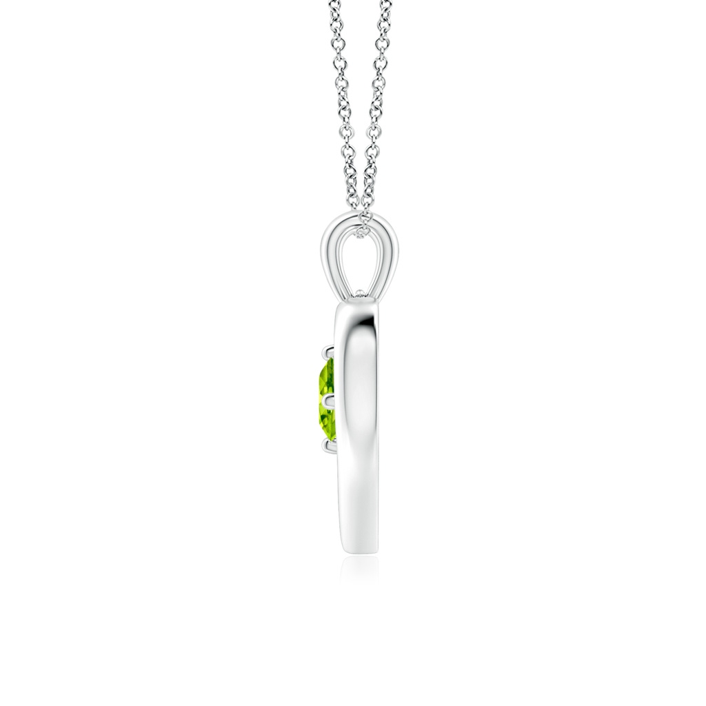 4mm AAA Solitaire Round Peridot Open Heart Pendant in White Gold - side_1