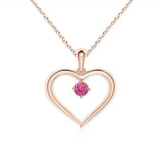 3mm AAA Solitaire Round Pink Sapphire Open Heart Pendant in Rose Gold