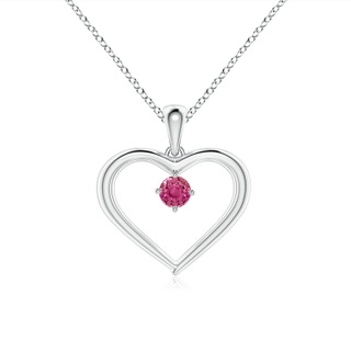 3mm AAAA Solitaire Round Pink Sapphire Open Heart Pendant in P950 Platinum