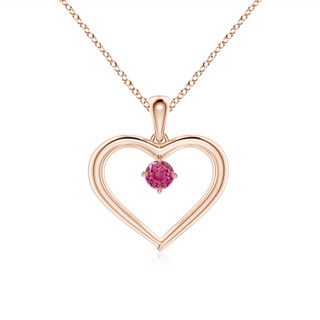 3mm AAAA Solitaire Round Pink Sapphire Open Heart Pendant in Rose Gold