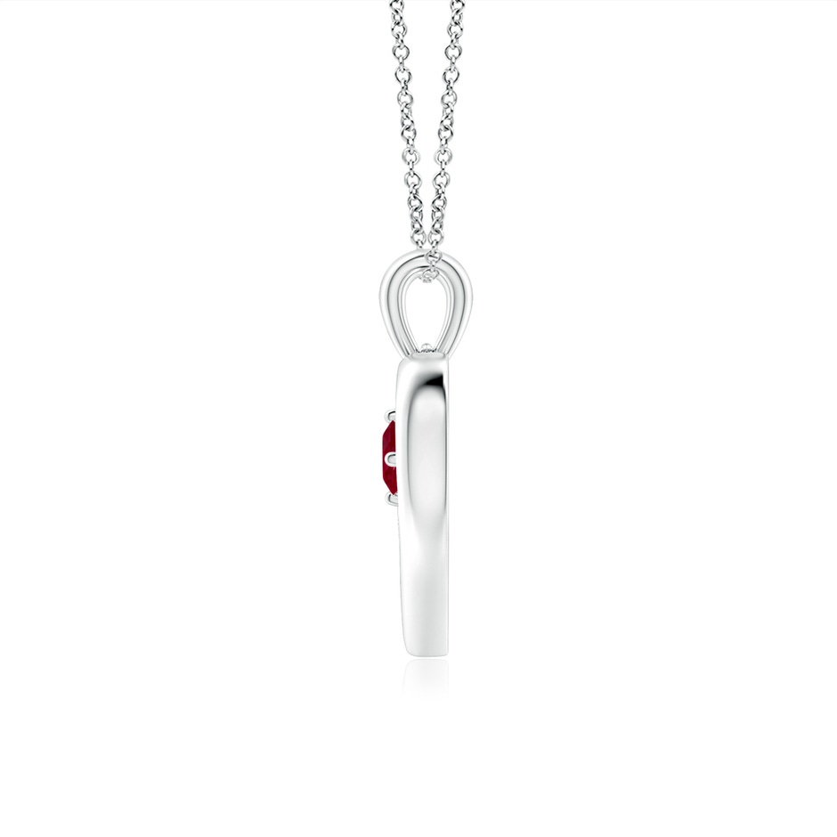 3mm AA Solitaire Round Ruby Open Heart Pendant in White Gold side-1