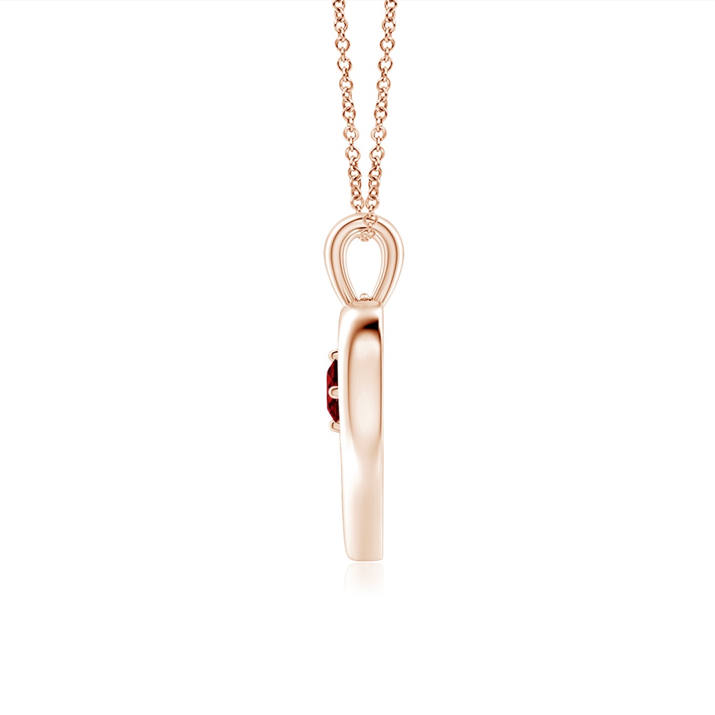 3mm AAAA Solitaire Round Ruby Open Heart Pendant in Rose Gold - side_1