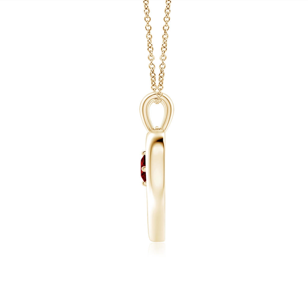 3mm AAAA Solitaire Round Ruby Open Heart Pendant in Yellow Gold - side_1