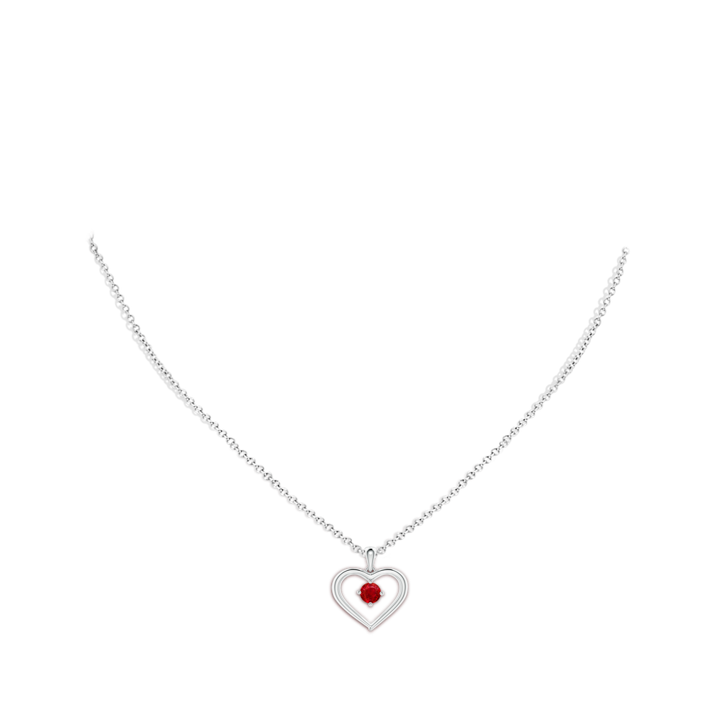 Solitaire Round Ruby Open Heart Pendant | Angara