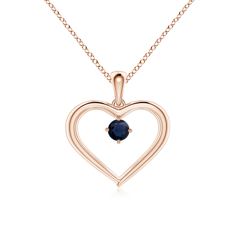 3mm A Solitaire Round Sapphire Open Heart Pendant in Rose Gold 