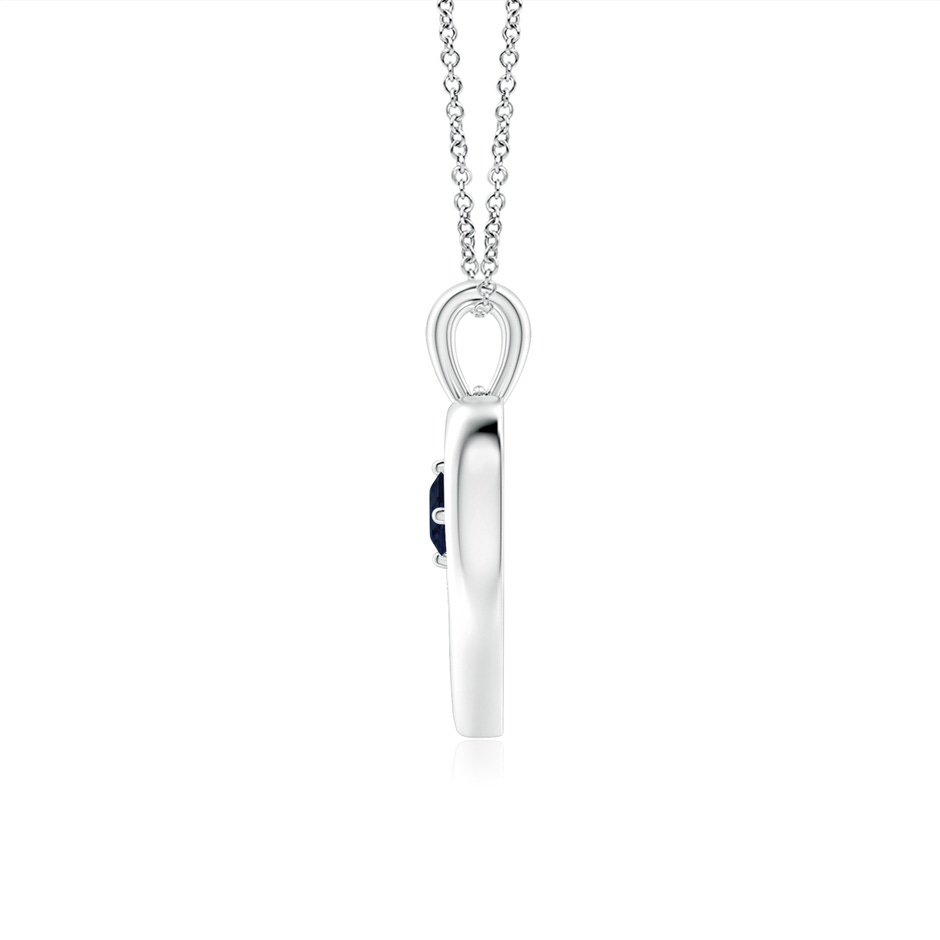 3mm A Solitaire Round Sapphire Open Heart Pendant in White Gold side-1