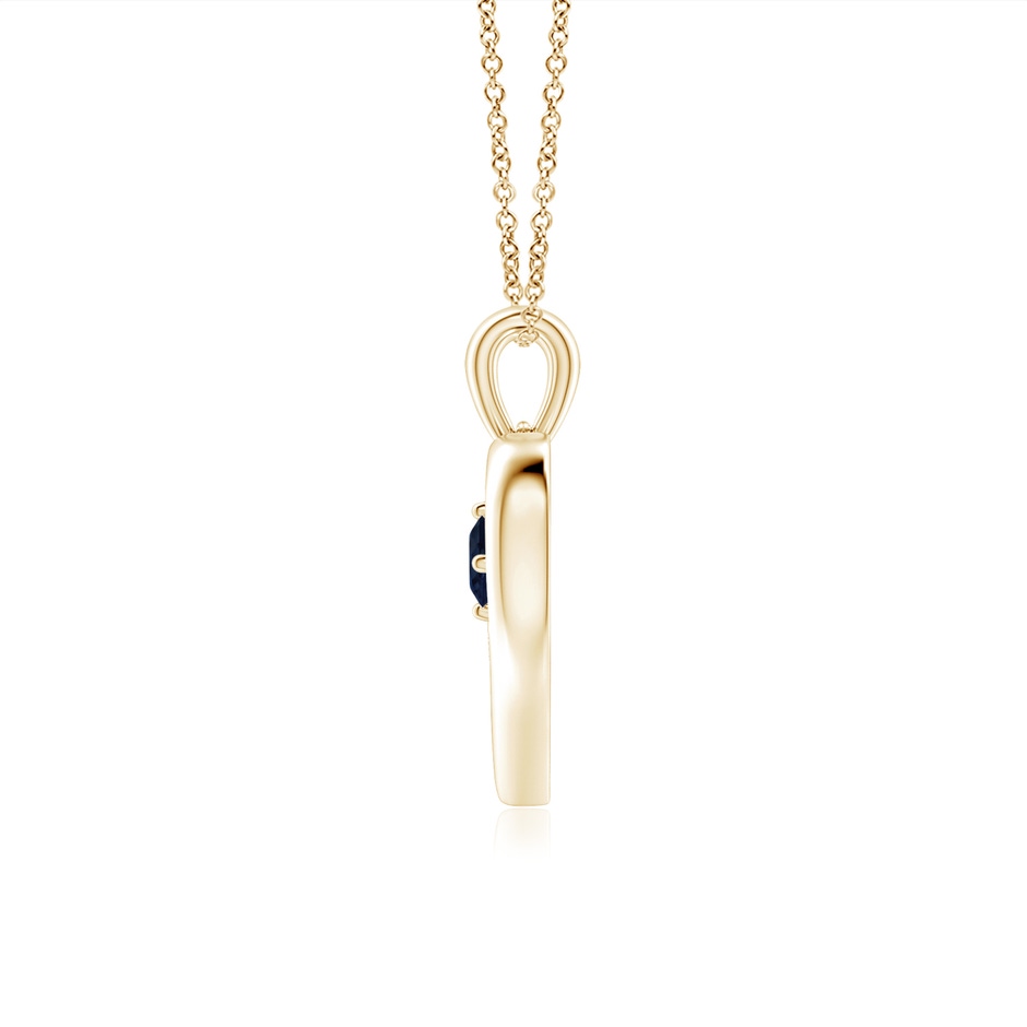3mm A Solitaire Round Sapphire Open Heart Pendant in Yellow Gold side-1