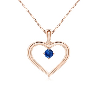 3mm AAA Solitaire Round Sapphire Open Heart Pendant in 9K Rose Gold