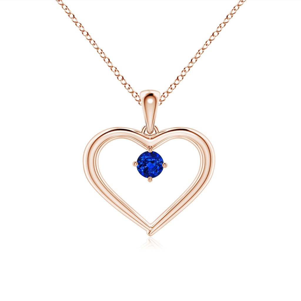 3mm AAAA Solitaire Round Sapphire Open Heart Pendant in Rose Gold