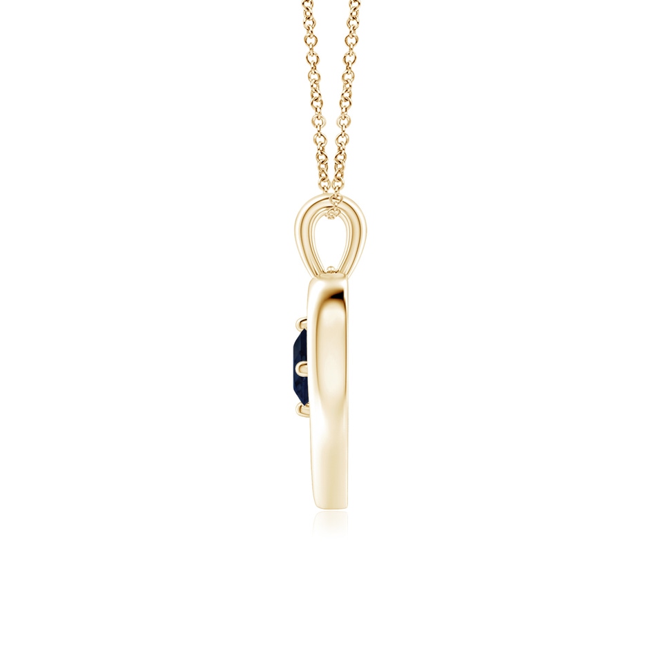 4mm A Solitaire Round Sapphire Open Heart Pendant in Yellow Gold side-1