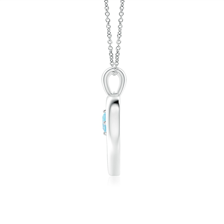 3mm A Solitaire Round Swiss Blue Topaz Open Heart Pendant in P950 Platinum side-1