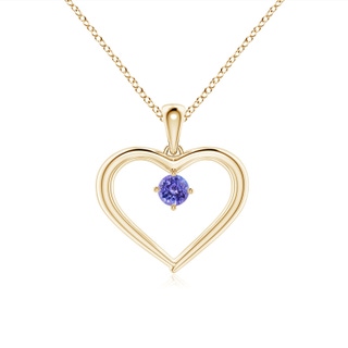 3mm AAA Solitaire Round Tanzanite Open Heart Pendant in 9K Yellow Gold