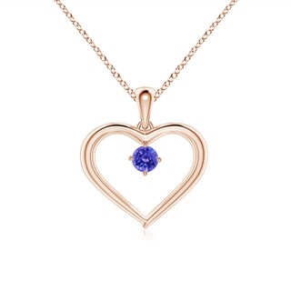 3mm AAAA Solitaire Round Tanzanite Open Heart Pendant in Rose Gold