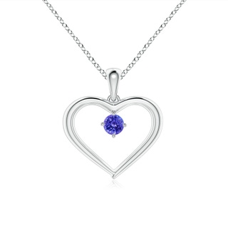 3mm AAAA Solitaire Round Tanzanite Open Heart Pendant in White Gold