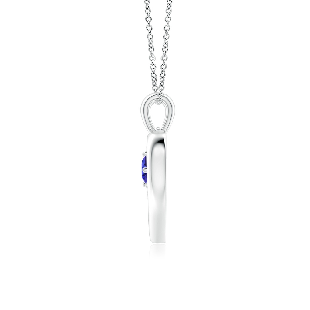 3mm AAAA Solitaire Round Tanzanite Open Heart Pendant in White Gold Side-1