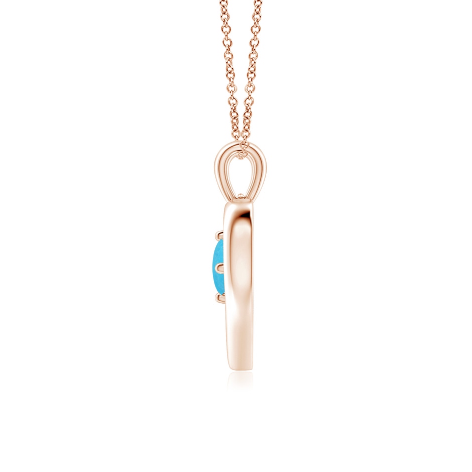 4mm A Solitaire Round Turquoise Open Heart Pendant in Rose Gold side-1
