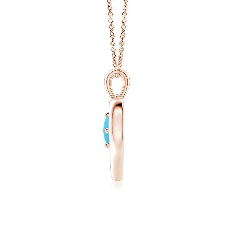 4mm AA Solitaire Round Turquoise Open Heart Pendant in Rose Gold side-1