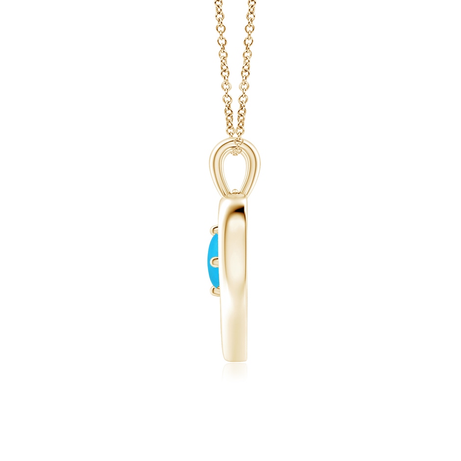4mm AAAA Solitaire Round Turquoise Open Heart Pendant in Yellow Gold side-1