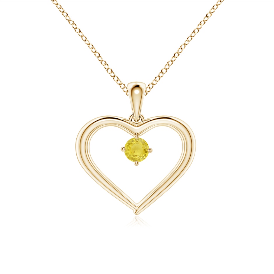 3mm A Solitaire Round Yellow Sapphire Open Heart Pendant in Yellow Gold 