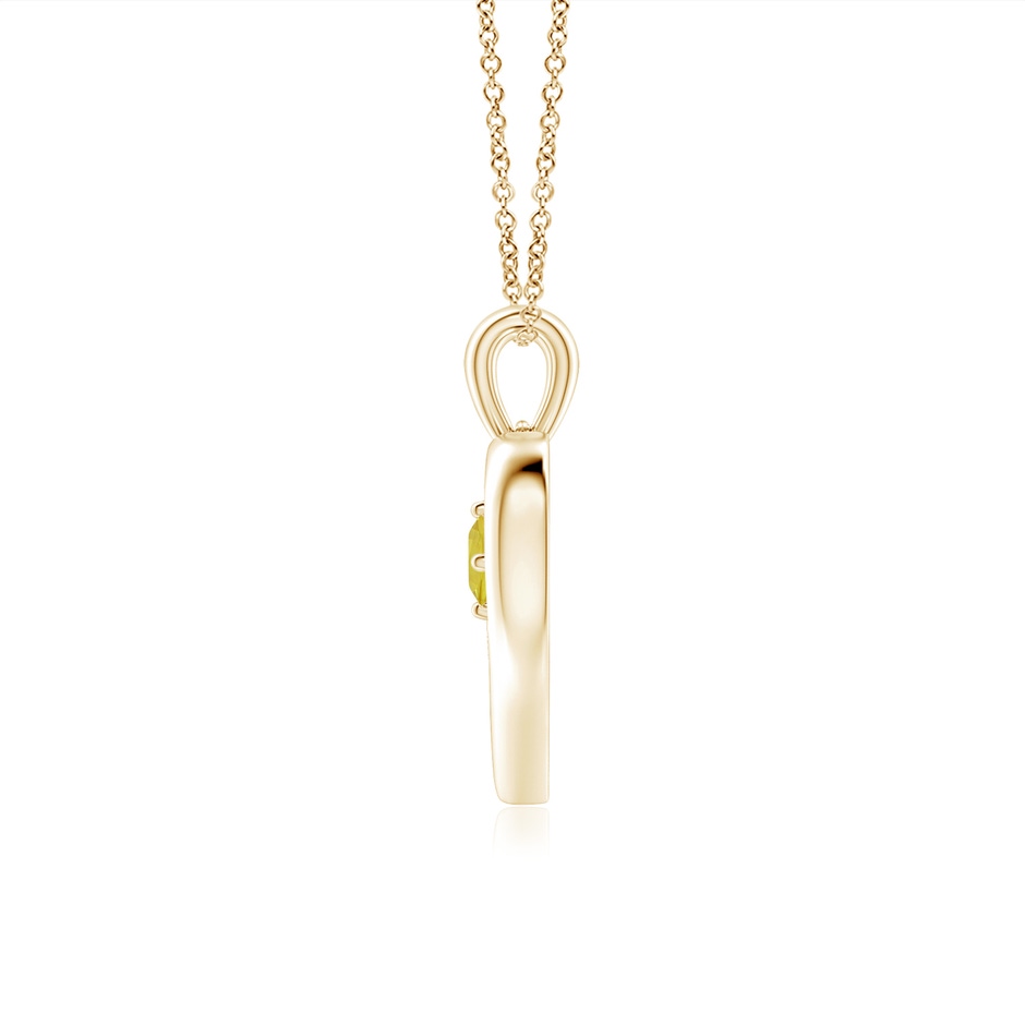 3mm A Solitaire Round Yellow Sapphire Open Heart Pendant in Yellow Gold side-1