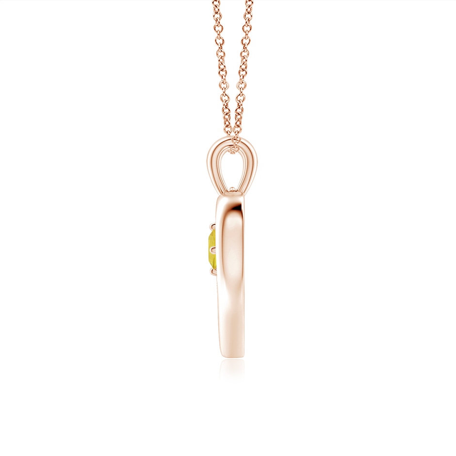 3mm AA Solitaire Round Yellow Sapphire Open Heart Pendant in Rose Gold side-1