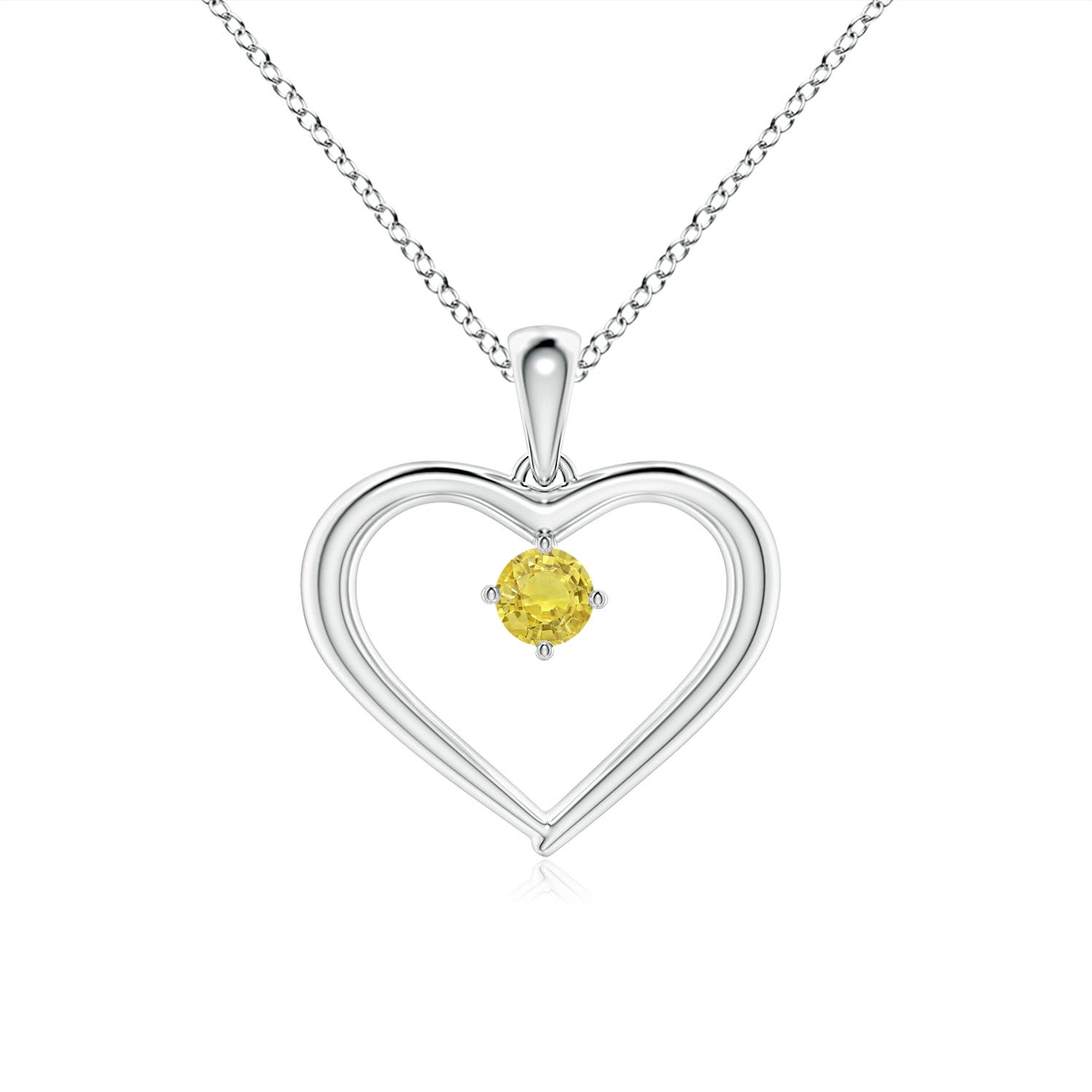 AA - Yellow Sapphire / 0.12 CT / 14 KT White Gold