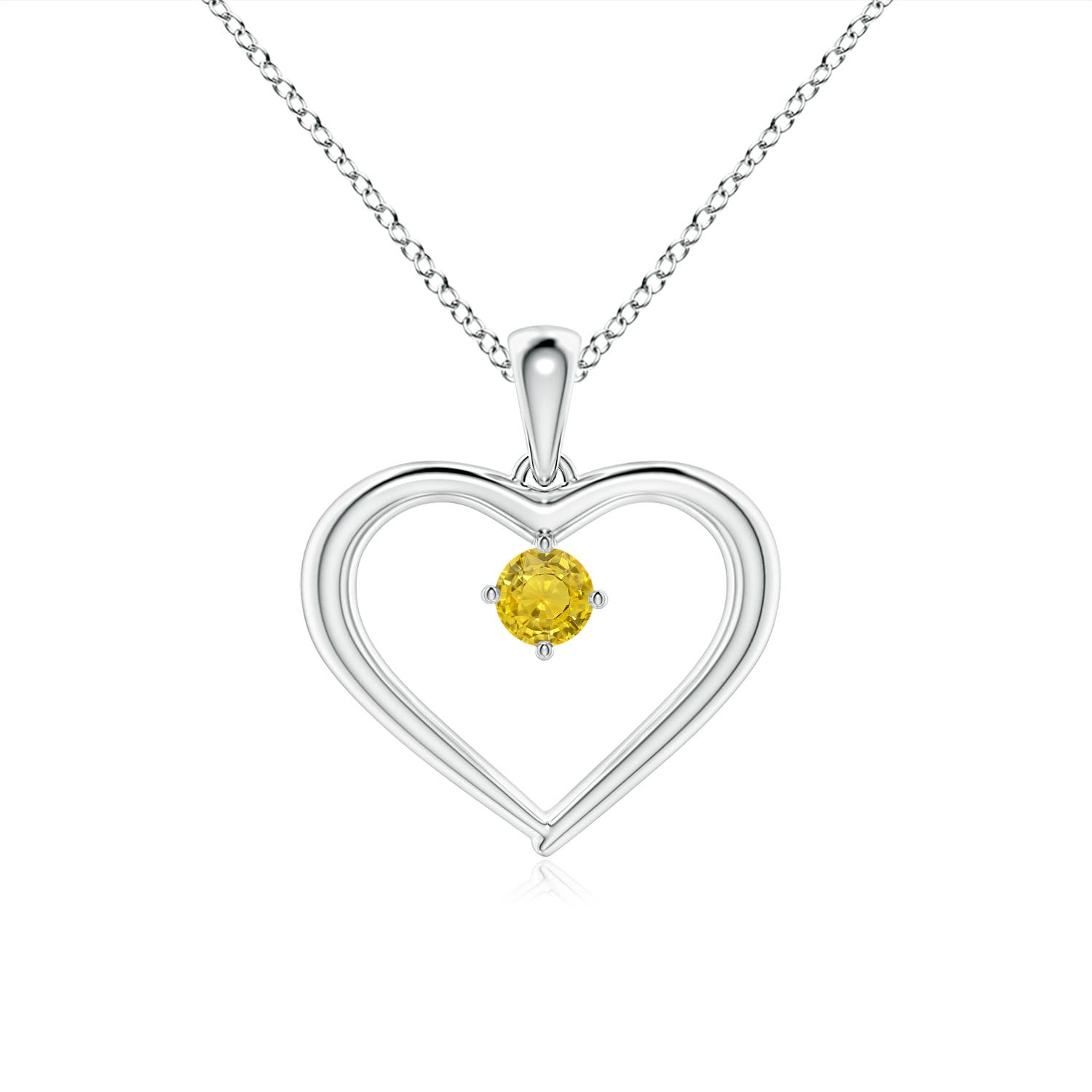 AAA - Yellow Sapphire / 0.12 CT / 14 KT White Gold