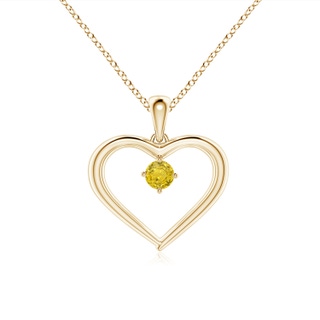 3mm AAA Solitaire Round Yellow Sapphire Open Heart Pendant in Yellow Gold
