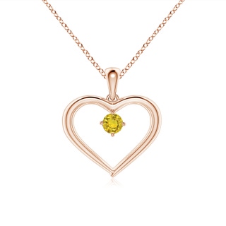 3mm AAAA Solitaire Round Yellow Sapphire Open Heart Pendant in 10K Rose Gold