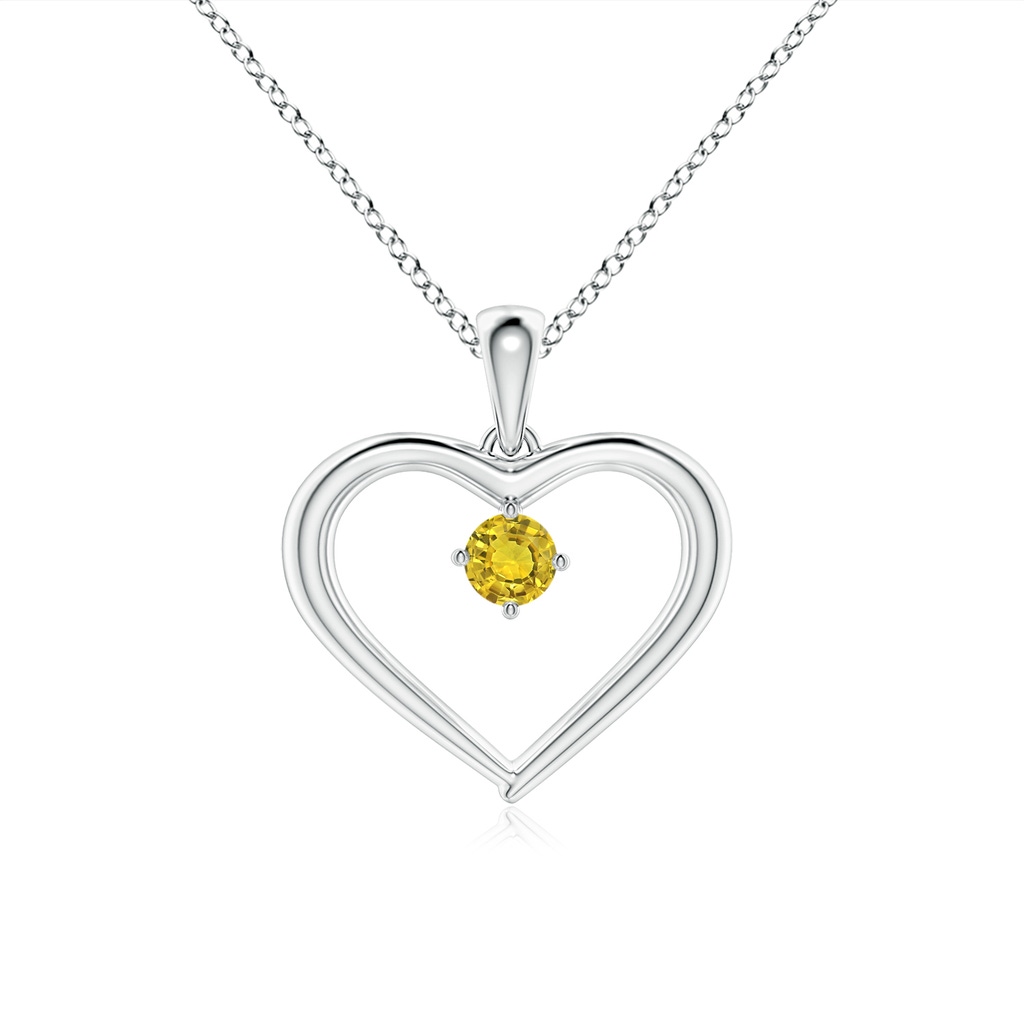 3mm AAAA Solitaire Round Yellow Sapphire Open Heart Pendant in P950 Platinum