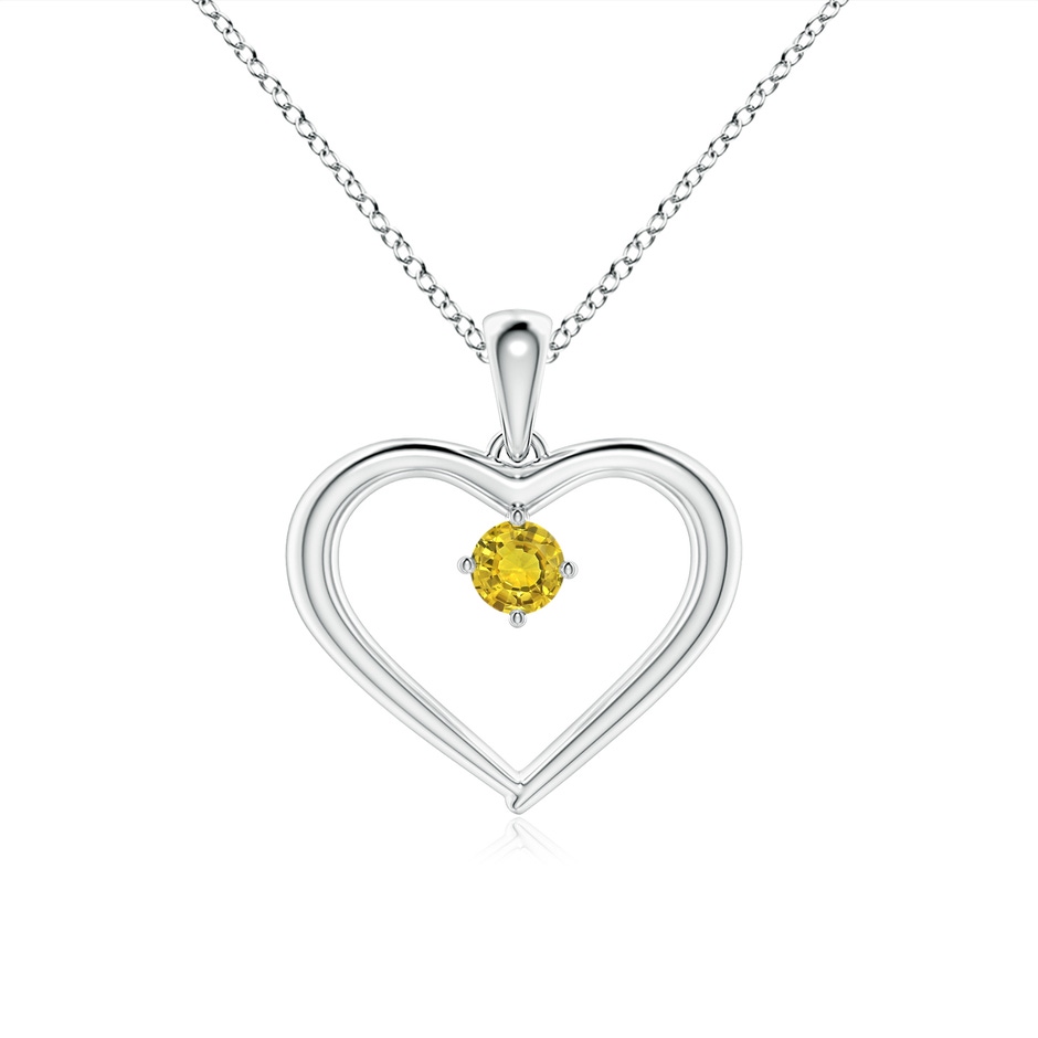 3mm AAAA Solitaire Round Yellow Sapphire Open Heart Pendant in P950 Platinum 