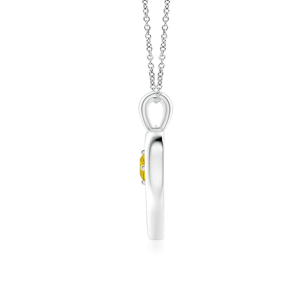 3mm AAAA Solitaire Round Yellow Sapphire Open Heart Pendant in P950 Platinum - side_1