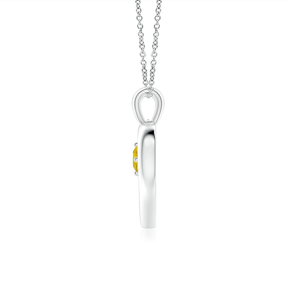 3mm AAAA Solitaire Round Yellow Sapphire Open Heart Pendant in P950 Platinum side-1
