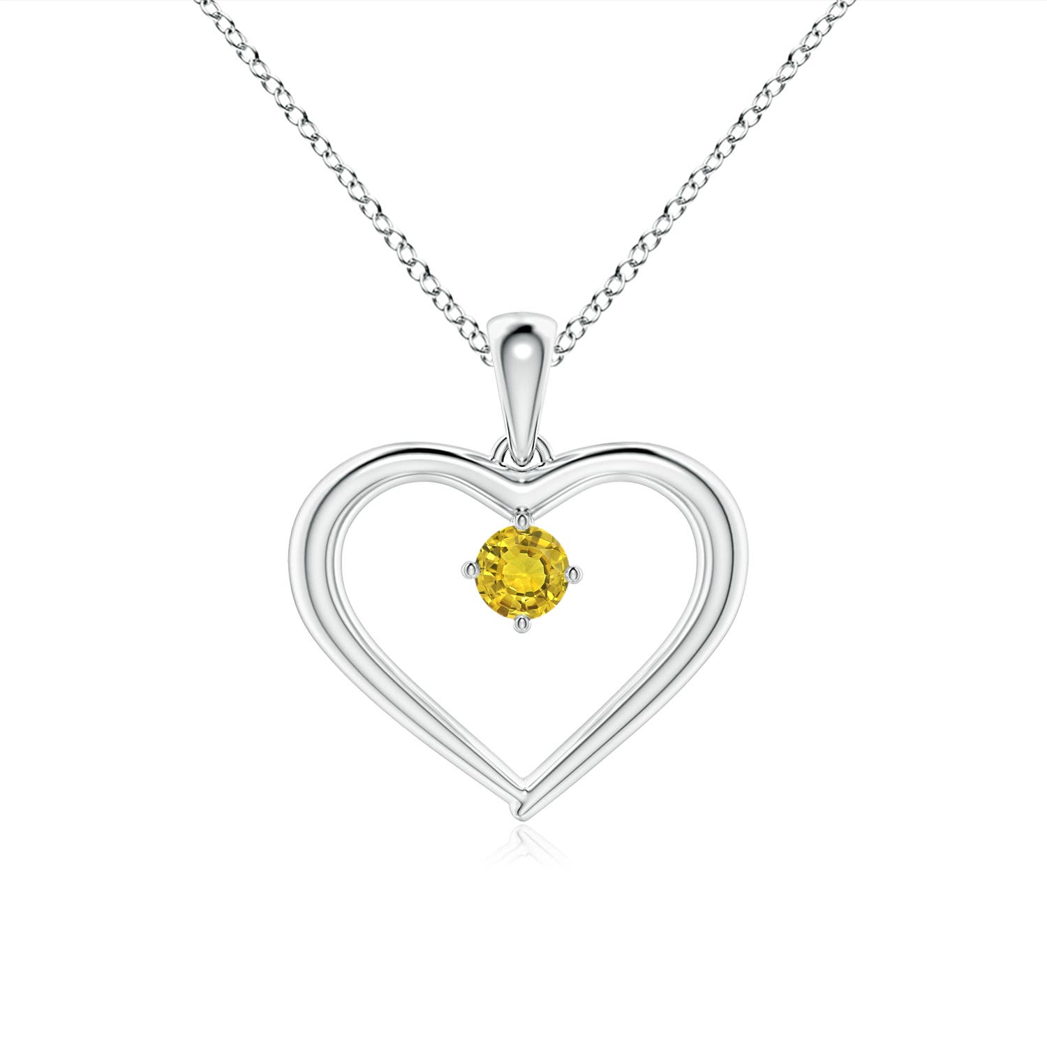 AAAA - Yellow Sapphire / 0.12 CT / 14 KT White Gold