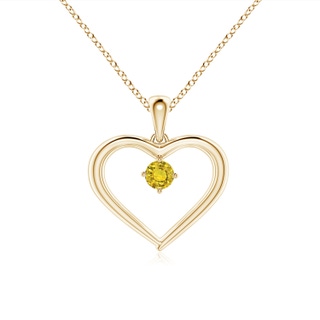 3mm AAAA Solitaire Round Yellow Sapphire Open Heart Pendant in Yellow Gold