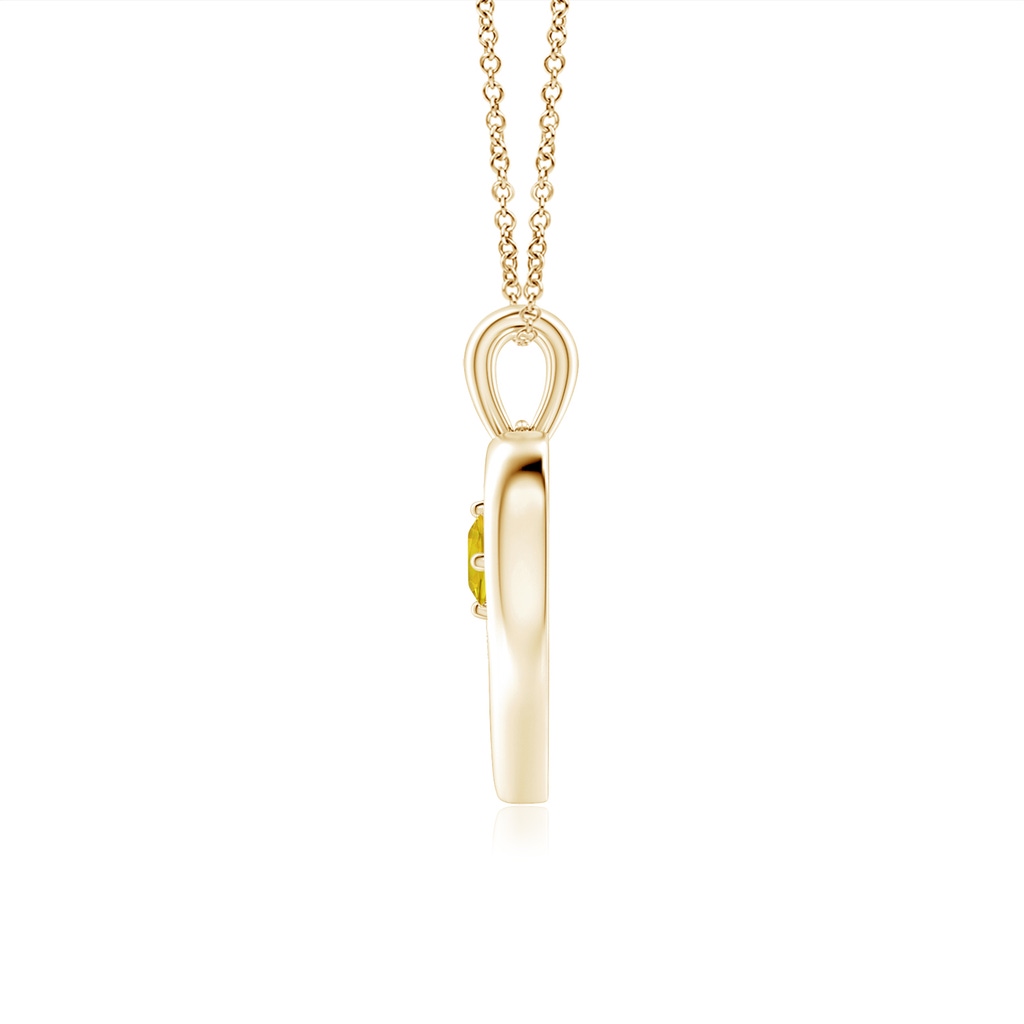 3mm AAAA Solitaire Round Yellow Sapphire Open Heart Pendant in Yellow Gold - side_1